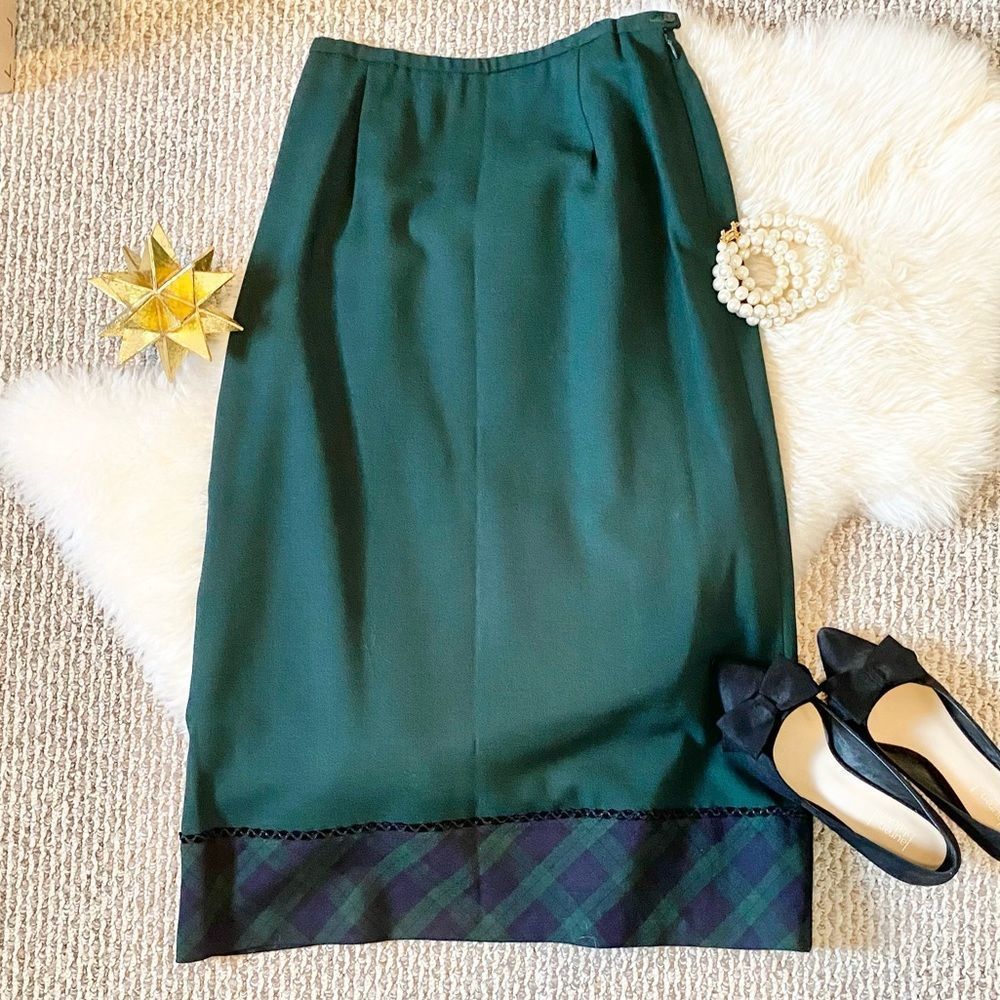 ✨PENDLETON Hunter Green Tartan Tea-Length Skirt A-Line Women’s Size 6✨
